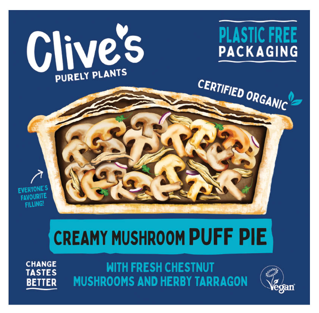 Clive’s Pies - Creamy Mushroom - 235g - Puff Pastry - Organic