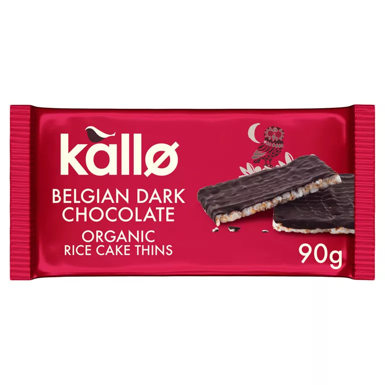 Kallo - Organic Rice Cake thins, Belgian Dark Chocolate - 90g - GF