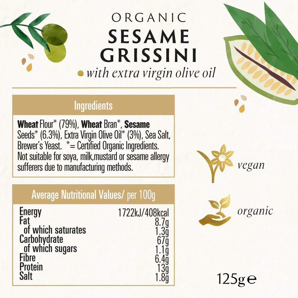 Biona Organic - Sesame Grissini Italian breadsticks - 125g