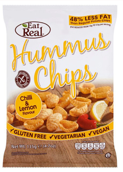 Eat Real - Hummus Chips Chili & Lemon - GF - share bag - 135g