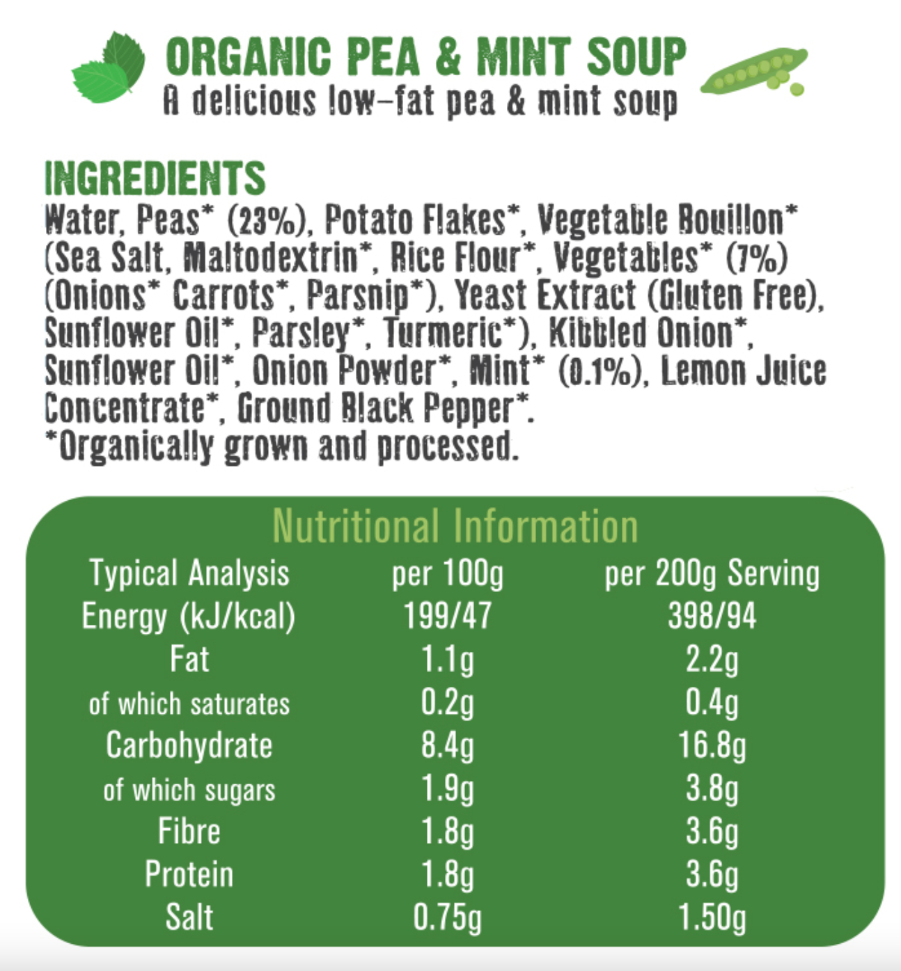 Free & Easy - Organic Pea & Mint soup - GF - 400g