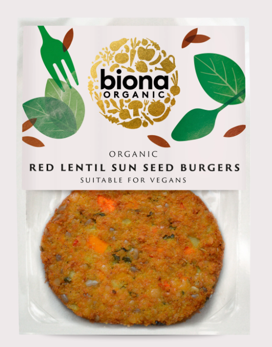 Biona Organic - Burger Red Lentil Sun Seed (2) - 150g - frozen