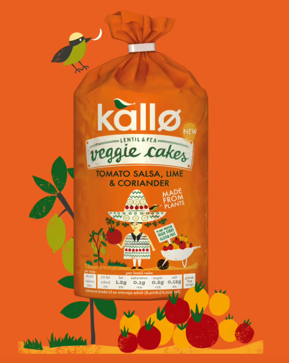 Kallo - Lentil & Pea Veggie Cakes, Tomato Salsa, Lime & Coriander - 122g - GF