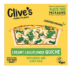 Clive’s Pies - Creamy Cauliflower Quiche with garlic & curly kale - 165g - Organic