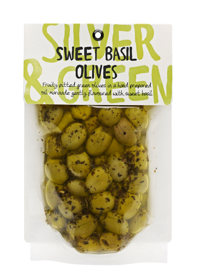 Silver & Green - Sweet Basil Olives - 220g