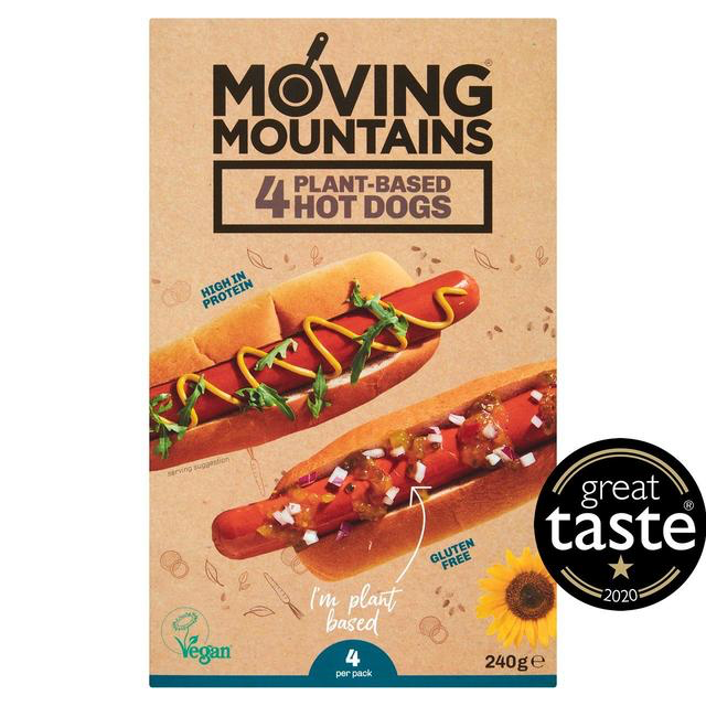 Moving Mountains - 4x plant based hot dogs - 240g - GF (FROZEN)