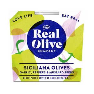 The Real Olive Co. - Siciliana Olives garlic,peppers, mustard seeds - 185g Deli Po